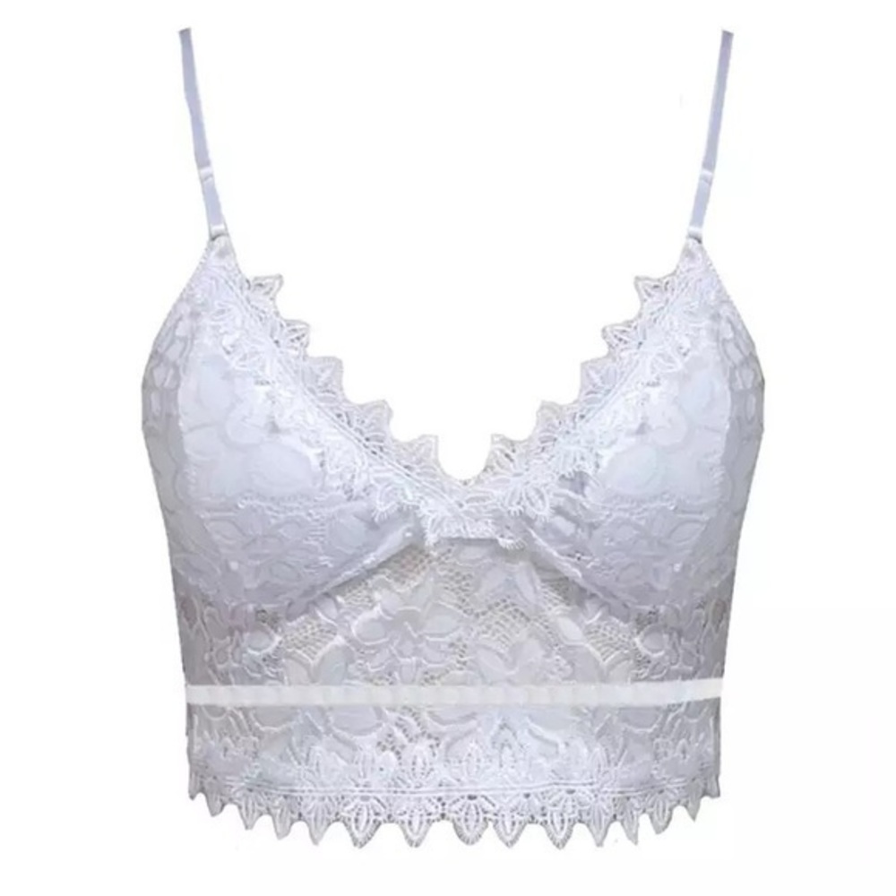 Lace bralette padded white adjustable straps - Picture 2 of 3